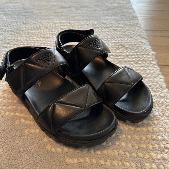 Prada Padded Quilted Leather Sport Black Sandals | Size 39 - Picture 15 of 15